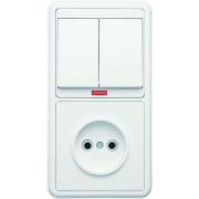 Блок БКВР-213 Бэлла (2-кл. выкл. с инд. + розетка) бел. Кунцево 5829