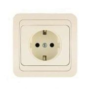 Розетка 1-м СП Mimoza 16А IP20 с заземл. крем./крем. Makel 25028