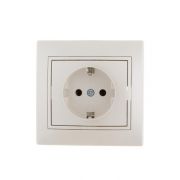 Розетка 1-м СП Mira 16А IP20 с заземл. со вставкой керамика жемчуж./бел. перламутр. LEZARD 701-3030-122