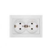 Розетка 2-м СП Бриллиант 16А IP20 с заземл. бел. UNIVersal 7947533