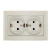 Розетка 2-м СП Бриллиант 16А IP20 с заземл. защ. шторки сл. кость UNIVersal 7948769