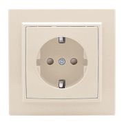 Розетка 1-м СП Минск 16А IP20 с заземл. защ. шторки беж. EKF ERR16-028-200
