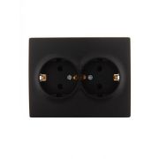 Розетка 2-м СП Karina с заземл. термопласт черн. бархат LEZARD 707-4200-127B