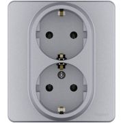 Розетка Inspiria 16А 250В 2х2P+E немецк. стандарт алюм. Leg 673752