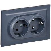Розетка 2-м СП BRITE РС12-3-БрМ 16А в сборе с заземл. без защ. шторок маренго IEK BR-R21-16-K35-F