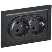 Розетка 2-м СП BRITE РС12-3-БрЧ 16А в сборе с заземл. без защ. шторок черн. IEK BR-R21-16-K02-F