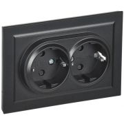 Розетка 2-м СП BRITE РСш12-3-БрЧ 16А в сборе с заземл. защ. шторки черн. IEK BR-R24-16-K02-F