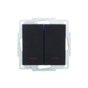 Выключатель 2-кл. СП Vesna с индикацией механизм черн. бархат LEZARD 742-4288-112