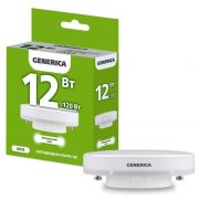 Лампа светодиодная T80 12Вт таблетка 4000К GX53 230В GENERICA LL-T80-12-230-40-GX53-G